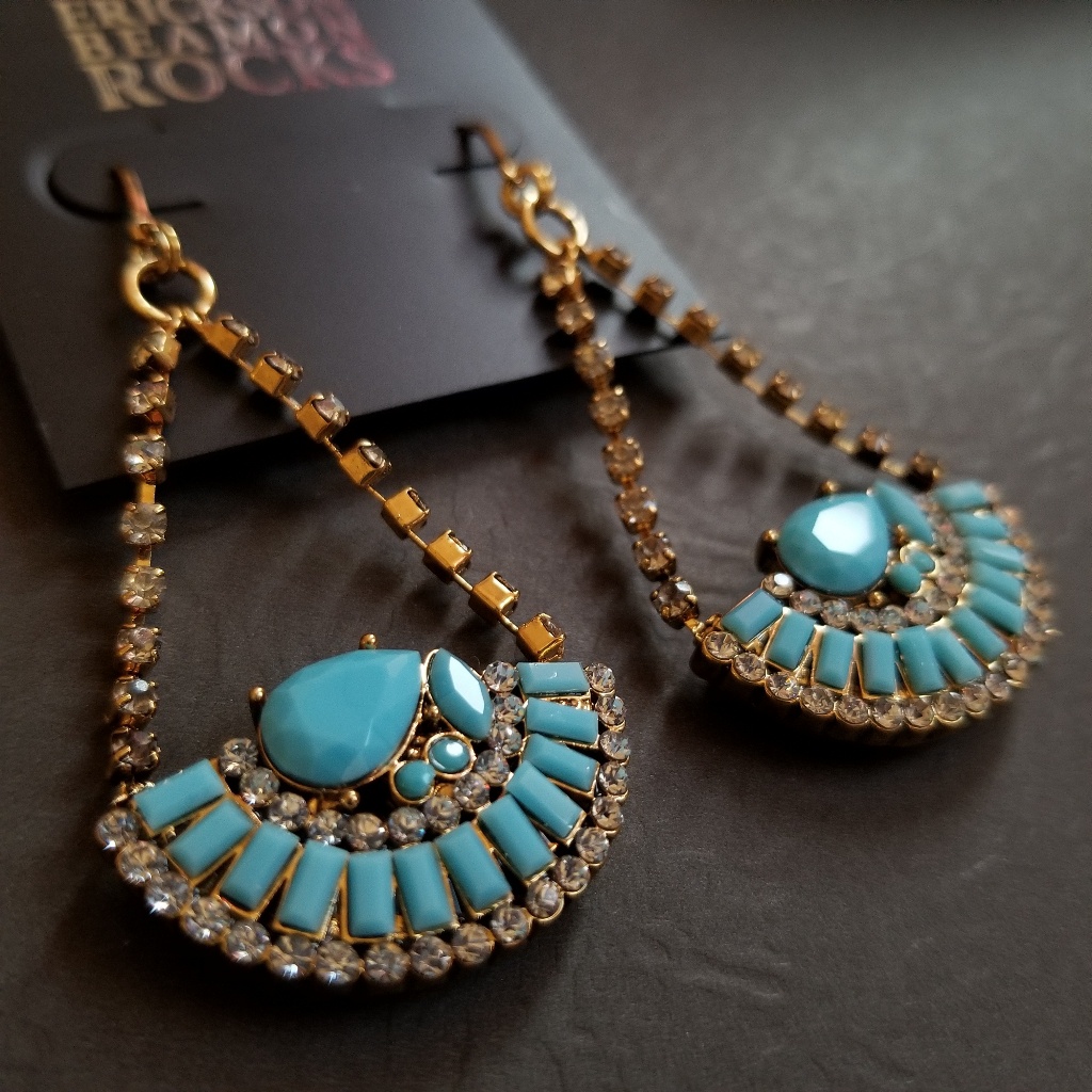 Erickson Beamon Rocks Drop Fan Earrings Blue Lucit 24$